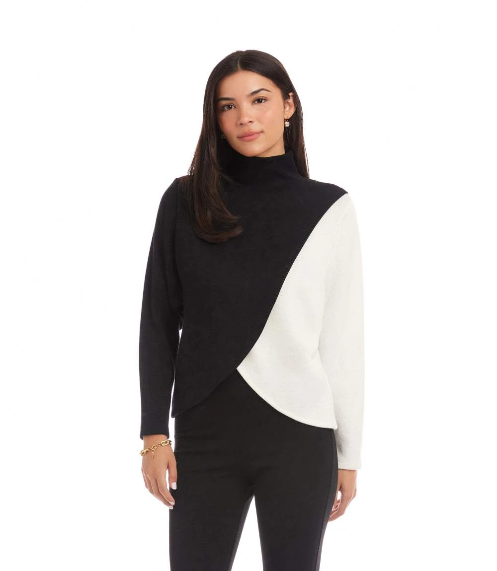 Long Sleeve Crossover Colorblock Top 2 Long Sleeve Crossover Colorblock Top - Image 2