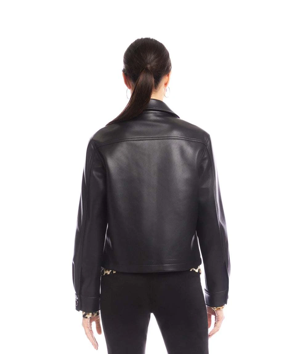 Faux Leather Cropped Jacket 8 Faux Leather Cropped Jacket - Image 8