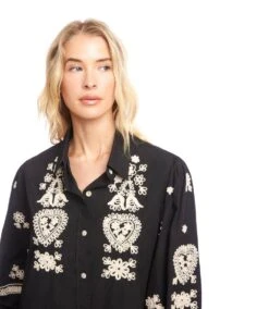 Blouson Sleeve Rope Stitch Shirtdress -Karen Kane Store 3L70136 BKTN karenkane 2025 fall 00 7