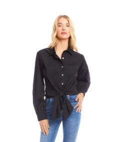Long Sleeve Embellished Collar Tie-Front Top 10 Long Sleeve Embellished Collar Tie-Front Top -Karen Kane Store 3L70256 blk karenkane 2025 fall 00 4