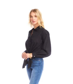 Long Sleeve Embellished Collar Tie-Front Top 11 Long Sleeve Embellished Collar Tie-Front Top -Karen Kane Store 3L70256 blk karenkane 2025 fall 00 5