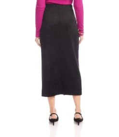 Faux Suede Front Slit Skirt -Karen Kane Store 3L71510 BLK karenkane 2025 fall 00 5