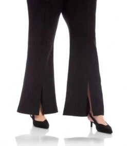 Plus Size Faux Suede Front Slit Pants -Karen Kane Store 3L71511W BLK karenkane 2025 fall 00 5