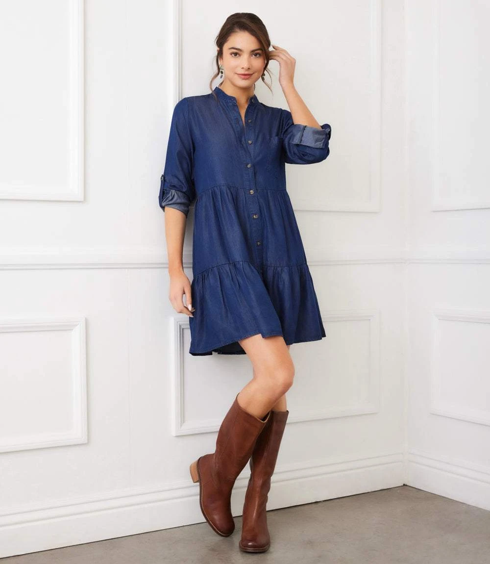 Roll Tab Tiered Shirtdress 1 Roll Tab Tiered Shirtdress
