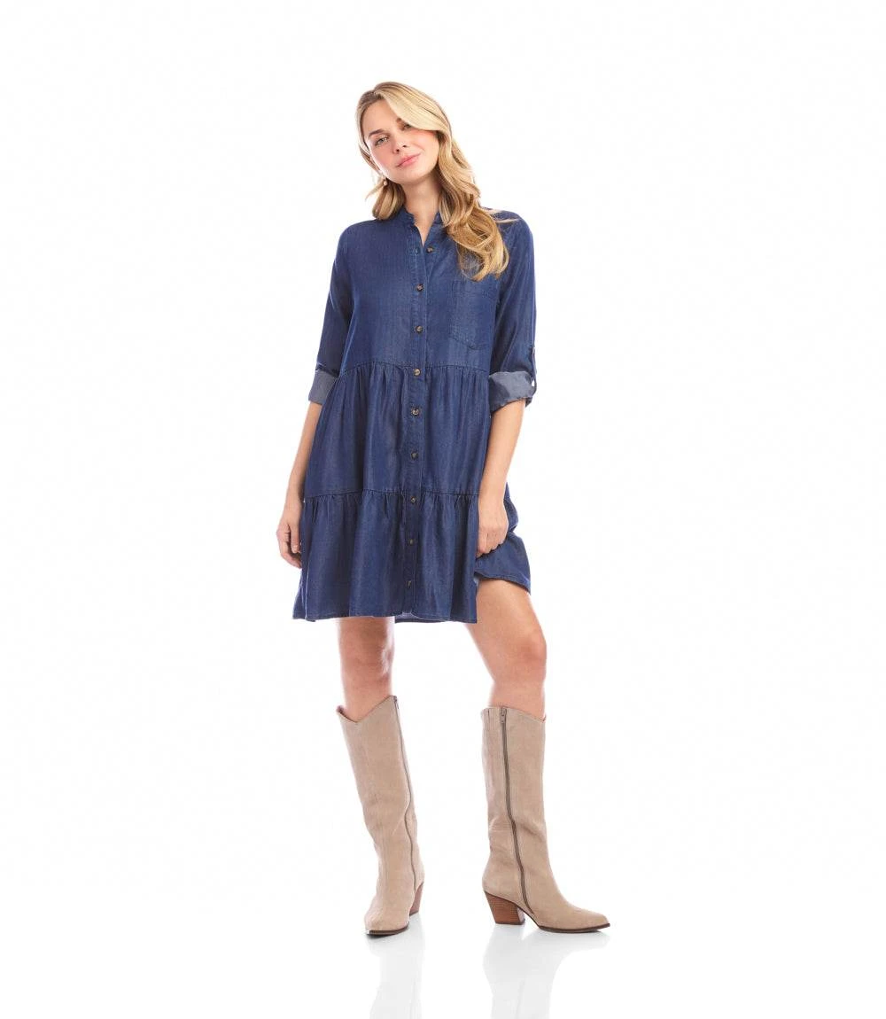 Roll Tab Tiered Shirtdress 2 Roll Tab Tiered Shirtdress - Image 2