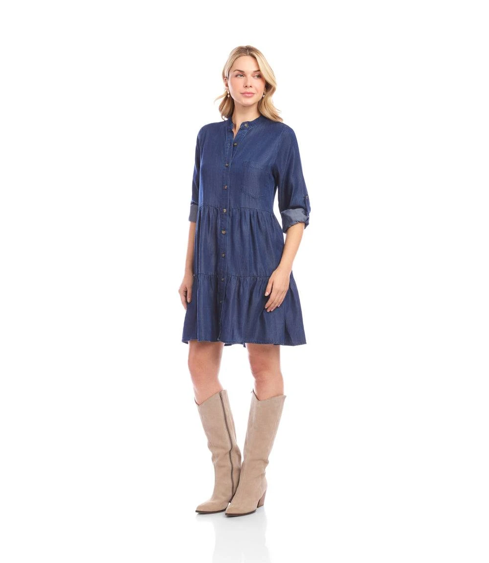 Roll Tab Tiered Shirtdress 4 Roll Tab Tiered Shirtdress - Image 4