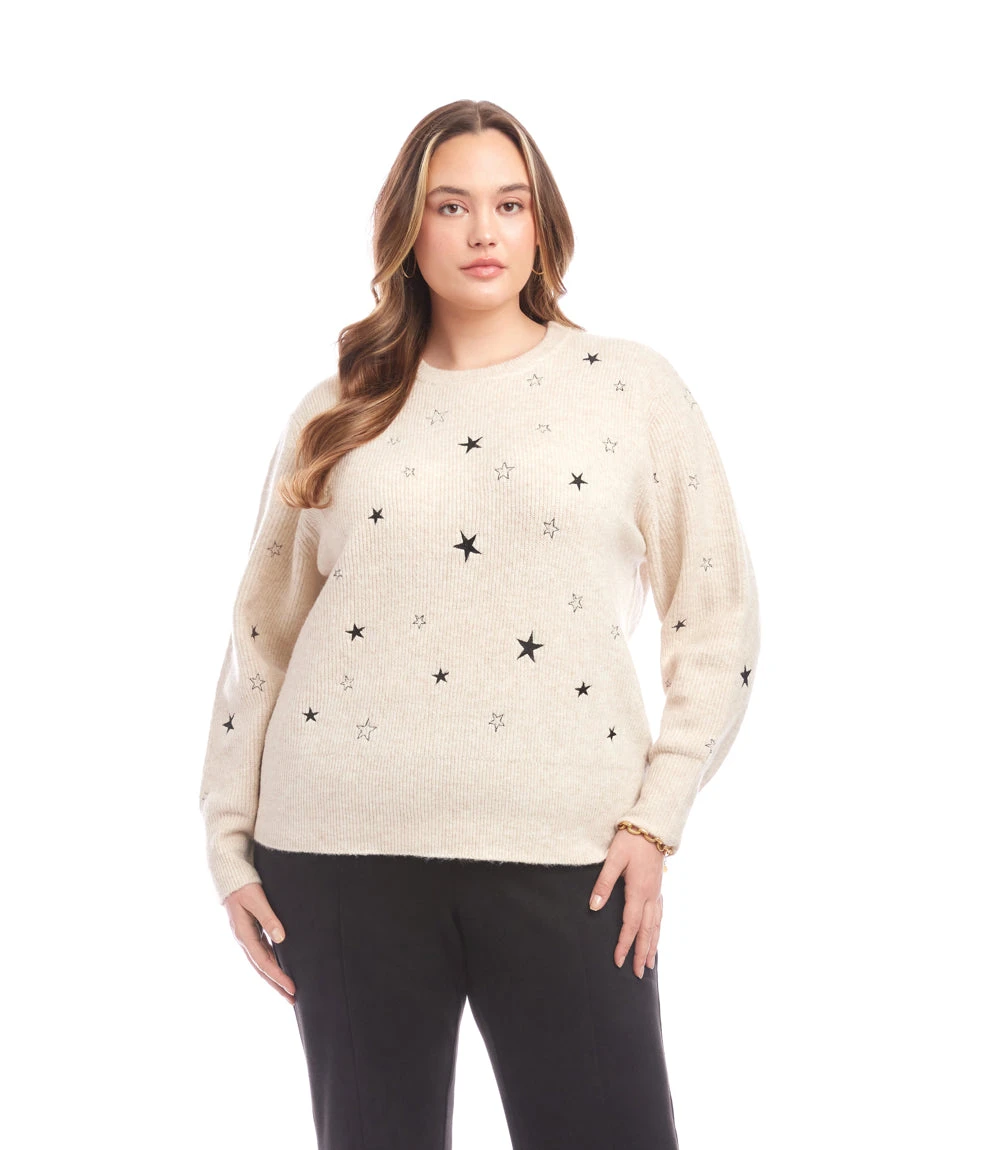 Plus Size Embroidered Stars Sweater 1 Plus Size Embroidered Stars Sweater