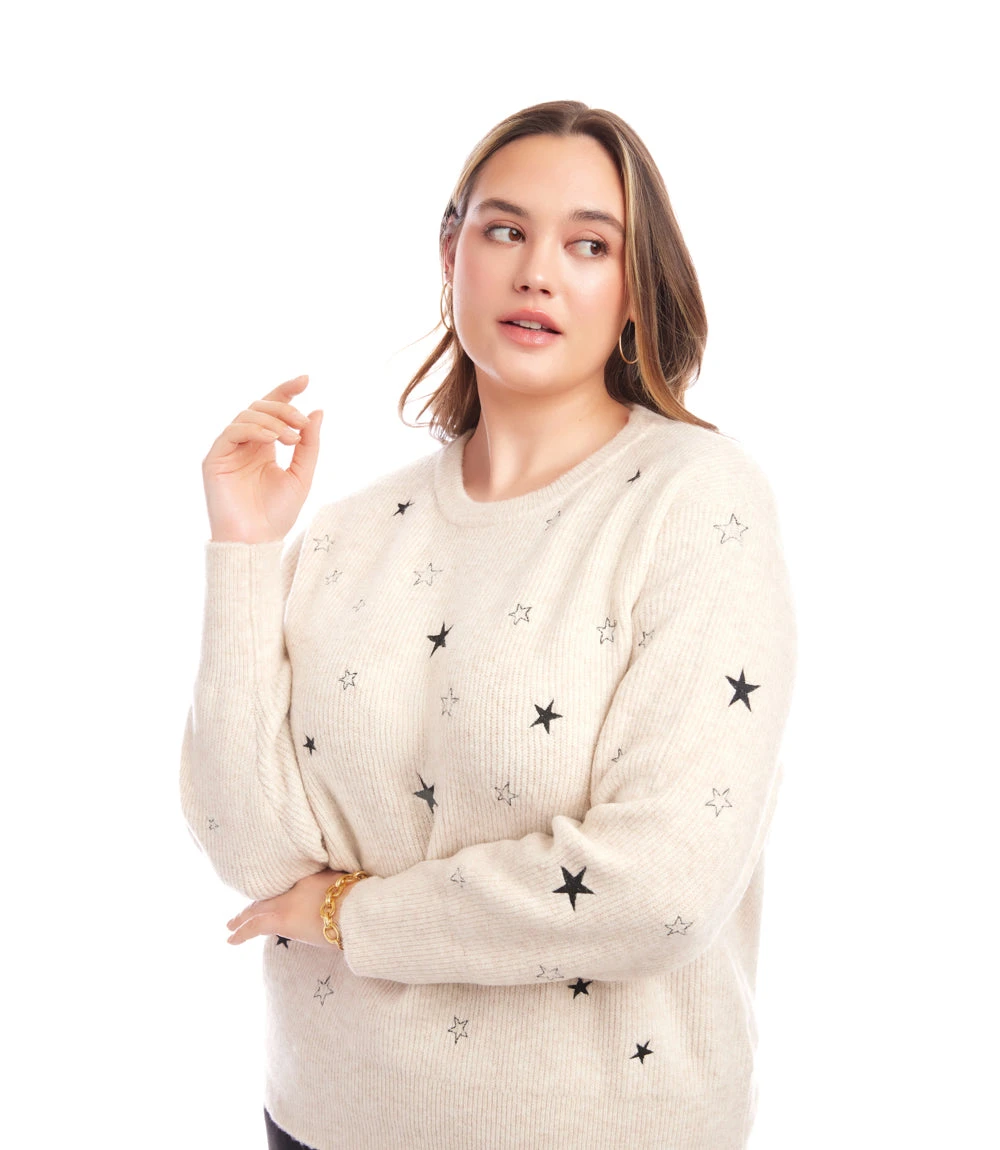 Plus Size Embroidered Stars Sweater 4 Plus Size Embroidered Stars Sweater - Image 4