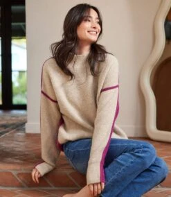 Petite Size Colorblock Mock Neck Sweater -Karen Kane Store 3L89130P OMO karenkane 2025 fall 00 1