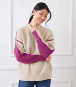 Petite Size Colorblock Mock Neck Sweater -Karen Kane Store 3L89130P OMO karenkane 2025 fall 00 4