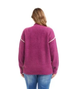 Plus Size Colorblock Mock Neck Sweater -Karen Kane Store 3L89130W OMO karenkane 2025 fall 00 3