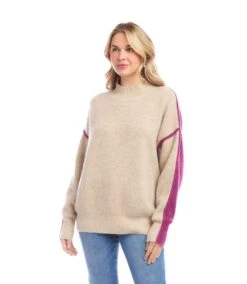 Colorblock Mock Neck Sweater -Karen Kane Store 3L89130 OMO karenkane 2025 fall 00 7