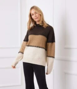 Contrast Stitch Mock Neck Colorblock Sweater 13 Contrast Stitch Mock Neck Colorblock Sweater -Karen Kane Store 3L89983 MUL karenkane 2025 fall 00 5