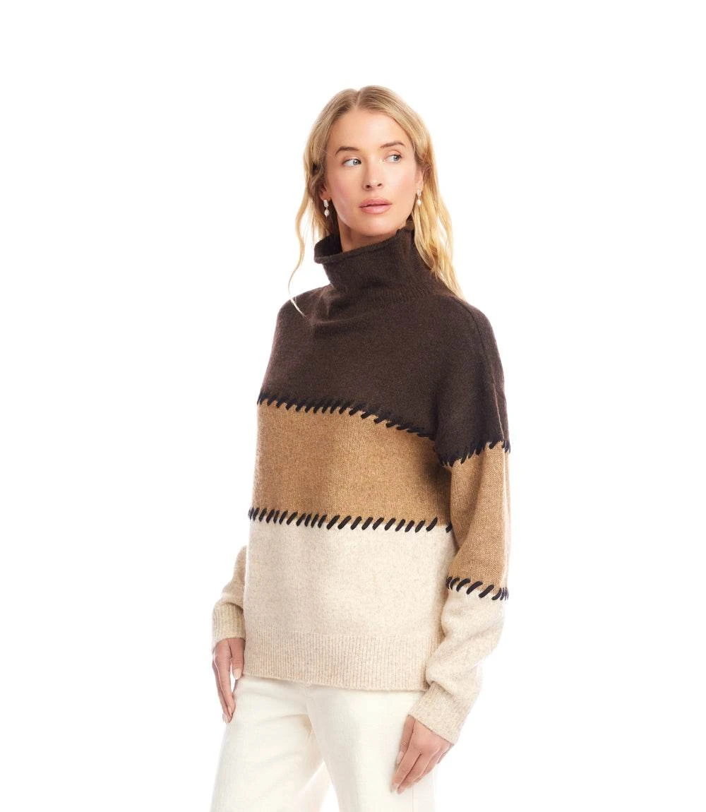 Contrast Stitch Mock Neck Colorblock Sweater 5 Contrast Stitch Mock Neck Colorblock Sweater - Image 5
