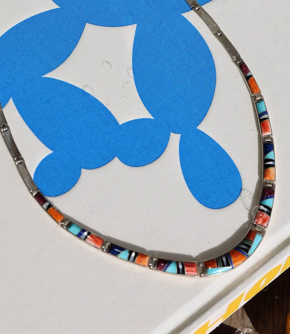 Multi Color Turquoise Inlay Necklace & Earring Set 7 Multi Color Turquoise Inlay Necklace & Earring Set - Image 7