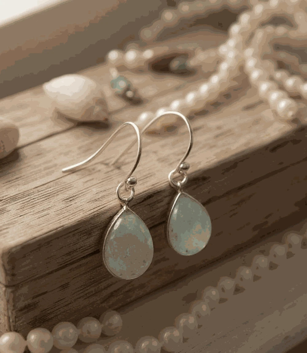 Faceted Aquamarine Teardrop Earrings 5 Faceted Aquamarine Teardrop Earrings - Image 5