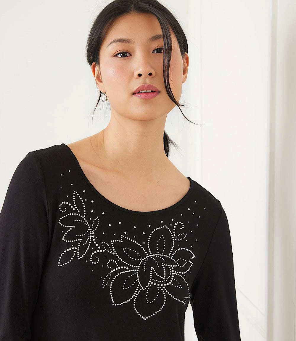 Long Sleeve Embellished Shirttail Top 2 Long Sleeve Embellished Shirttail Top - Image 2