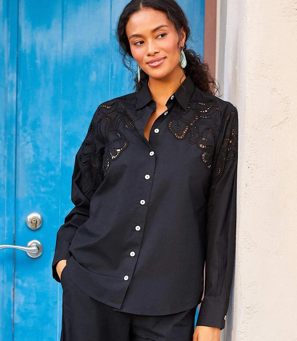 Long Sleeve Cutout Embroidery Shirt 2 Long Sleeve Cutout Embroidery Shirt - Image 2