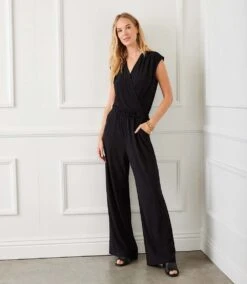 Petite Size Sleeveless Travel Jersey Jumpsuit