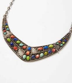Sterling Silver Turquoise And Gemstone Collar Set