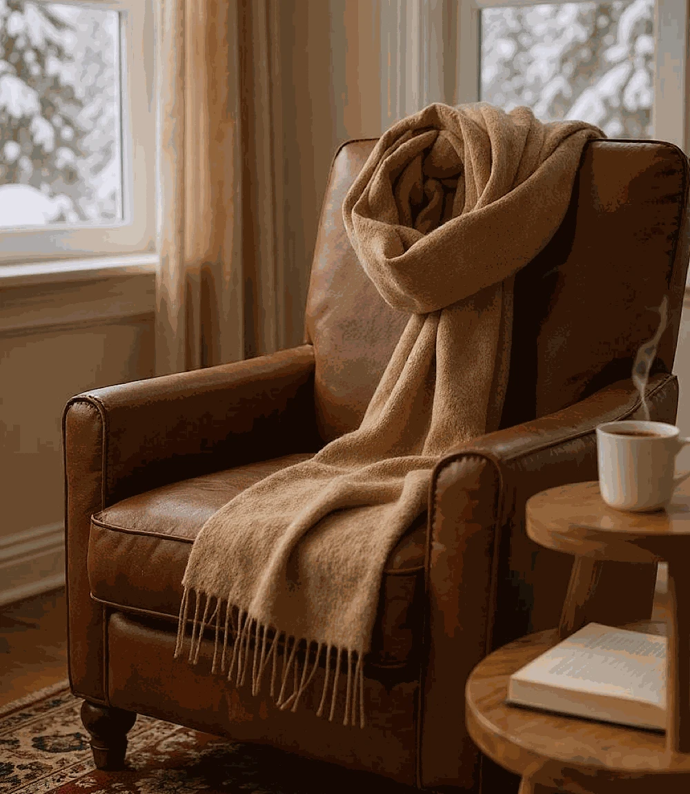 Merino Wool Fringed Scarf 8 Merino Wool Fringed Scarf - Image 8