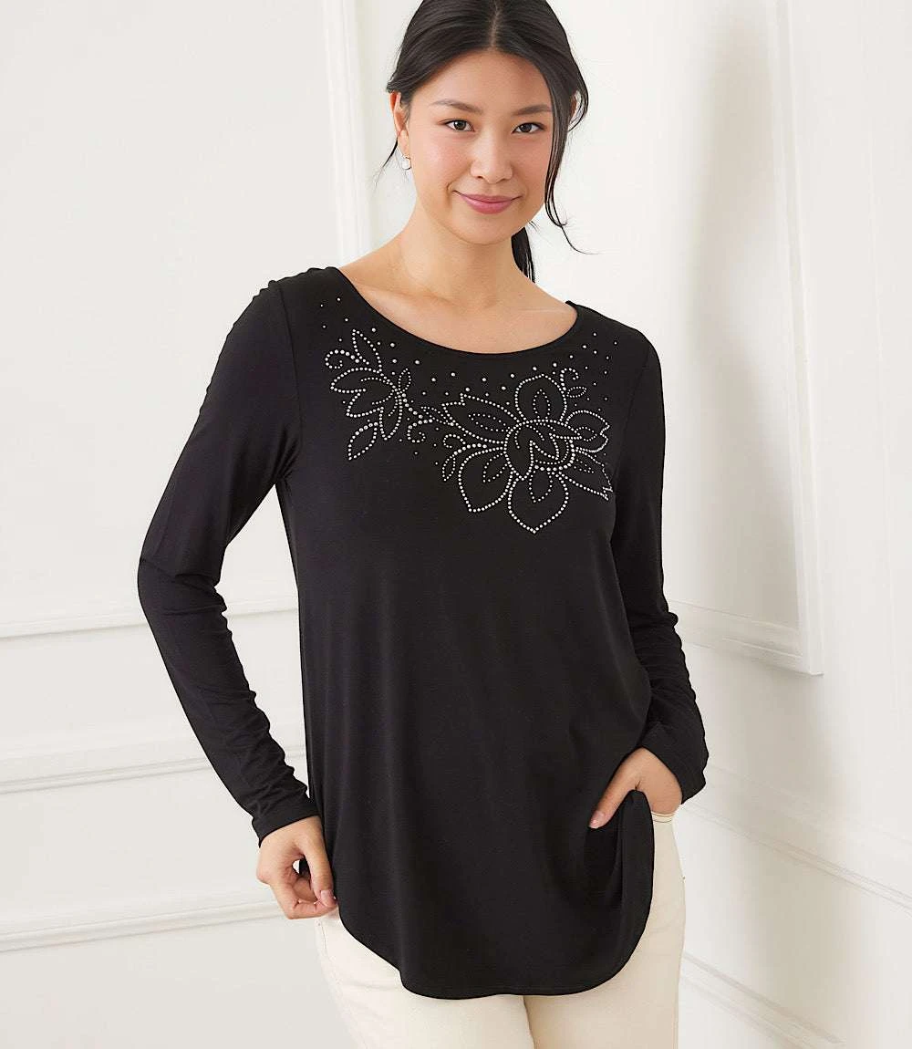Long Sleeve Embellished Shirttail Top 3 Long Sleeve Embellished Shirttail Top - Image 3