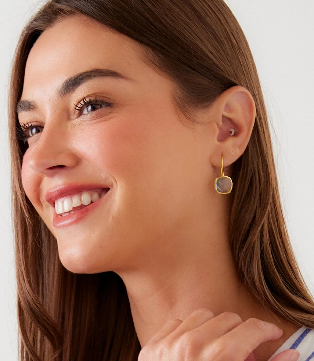 Gemstone Bezel Drop Earrings 3 Gemstone Bezel Drop Earrings - Image 3