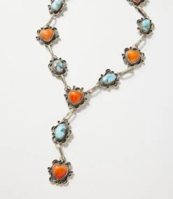 Spiny Oyster Heart And Turquoise Stone Necklace