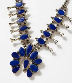 Lapis Squash Blossom Necklace & Earring Set