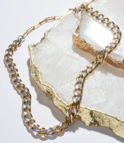 Mixed Gold And Silver Chain Necklace