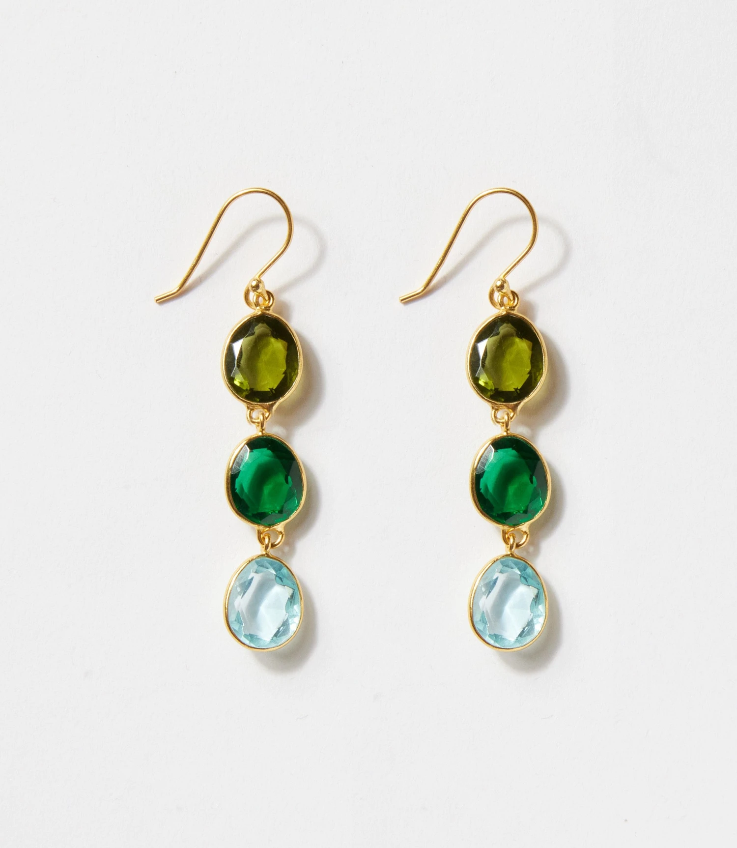 Triple Drop Gemstone Earrings 1 Triple Drop Gemstone Earrings