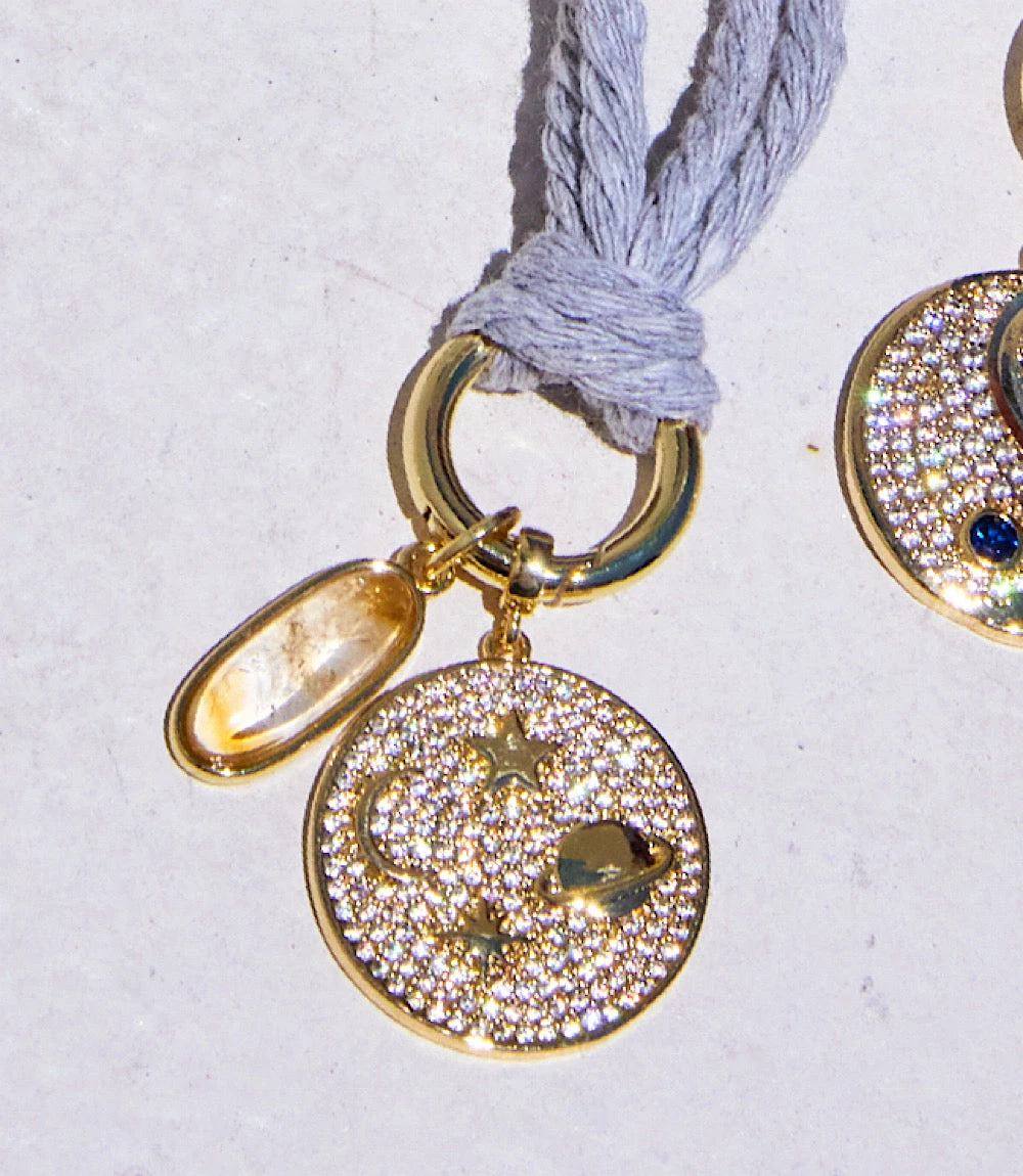 Galaxy Disc And Oval Gemstone Cord Necklace 2 Galaxy Disc And Oval Gemstone Cord Necklace - Image 2