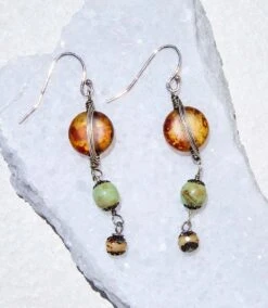 Antique Glass Cascading Dangle Earrings