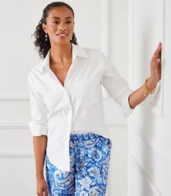 Ruched Sleeve Button-Up Shirt -Karen Kane Store IMG 0816