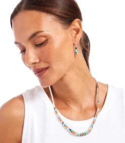 Multi Color Turquoise Inlay Necklace & Earring Set 15 Multi Color Turquoise Inlay Necklace & Earring Set -Karen Kane Store JEWERLY 16 3096