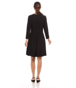 3/4 Sleeve Fit & Flare Dress -Karen Kane Store L14008 BLK karenkane 2025 Spring 00 3