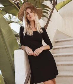 Three Quarter Sleeve A-Line Dress -Karen Kane Store L14174 C 29399079 c0ec 4c38 a59b 023beb5d22a8