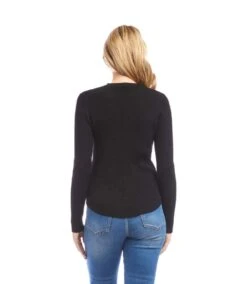 Ribbed Crewneck Sweater 6 Ribbed Crewneck Sweater -Karen Kane Store L89134 BLK karenkane 2025 fall 00 3
