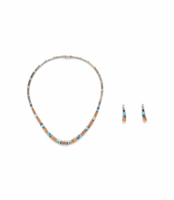 Multi Color Turquoise Inlay Necklace & Earring Set 20 Multi Color Turquoise Inlay Necklace & Earring Set -Karen Kane Store N100178 MUL 01