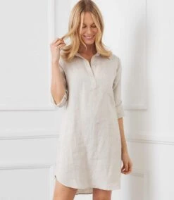 Roll Tab Linen Shirtdress 11 Roll Tab Linen Shirtdress -Karen Kane Store a1L01560 OAT 2834
