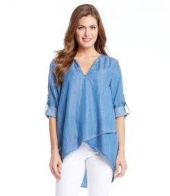Asymmetric Hem Wrap Top 9 Asymmetric Hem Wrap Top -Karen Kane Store chambray 2 zoom 8868edae 7348 4358 bd85 c850b54bc0d6