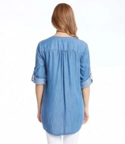 Asymmetric Hem Wrap Top 10 Asymmetric Hem Wrap Top -Karen Kane Store chambray 3 zoom f448abf5 278e 4390 8803 a1174f797572