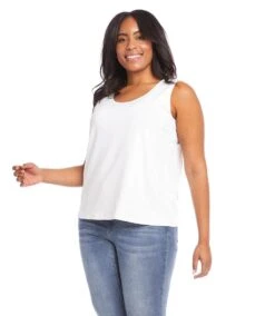 Plus Size Scoop Tank -Karen Kane Store karenkane 2022 summer L26000W WHT 003