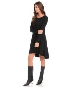 Petite Size Long Sleeve Maggie Dress 10 Petite Size Long Sleeve Maggie Dress -Karen Kane Store karenkane 2022 winter 4L13233P BLK 006