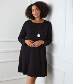 Plus Size Long Sleeve Maggie Dress -Karen Kane Store karenkane 2022 winter 4L13233W BLK 002