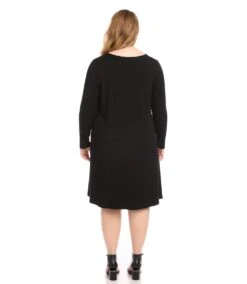 Plus Size Long Sleeve Maggie Dress -Karen Kane Store karenkane 2022 winter 4L13233W BLK 004