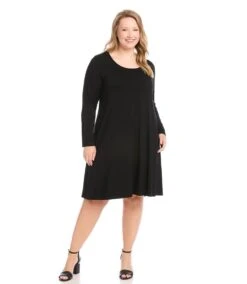Plus Size Long Sleeve Maggie Dress -Karen Kane Store karenkane 2022 winter 4L13233W BLK 006