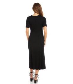 Petite Size Faux Wrap Midi Dress 12 Petite Size Faux Wrap Midi Dress -Karen Kane Store karenkane 2023 spring 1L13127P BLK 003