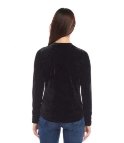 Shirred Sleeve Velvet Top -Karen Kane Store karenkane 2024 fall 3L09402 BLK 00