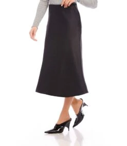 Satin Bias Cut Midi Skirt -Karen Kane Store karenkane 2024 fall 3L11800 BLK 00 2